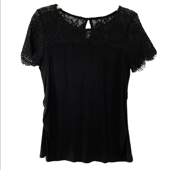 Skies Are Blue Maternity Short Sleeve Top Black - Picture 10 of 10